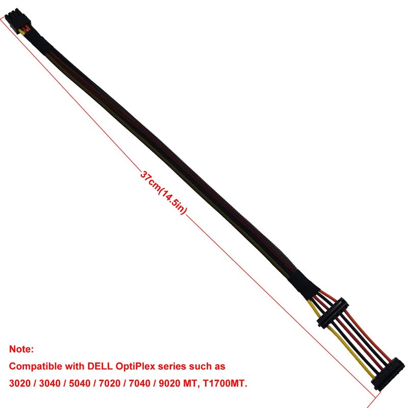 COMeap SATA Power Cable for Dell OptiPlex Series 3020 5040 7020 9020, Motherboard ATX Mini 8 Pin to 2X Right-Angle SATA Hard Drive HDD Power Adapter 14.5in(37cm) - Image 4